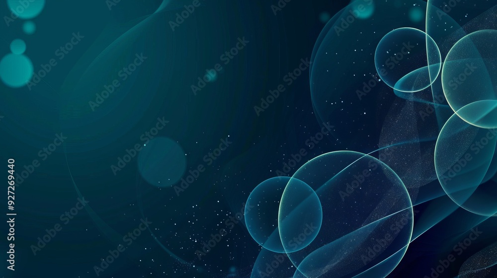 Poster abstract teal and blue circular pattern. a digital artwork featuring an abstract design with teal an