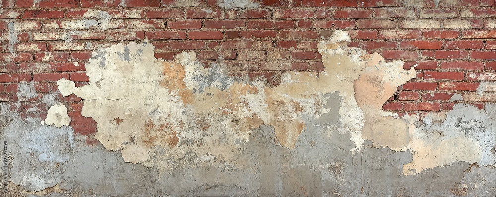 Sticker  old brick wall with peeling plaster