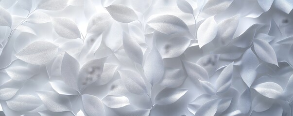 3D wallpaper with a white leaves pattern background. 