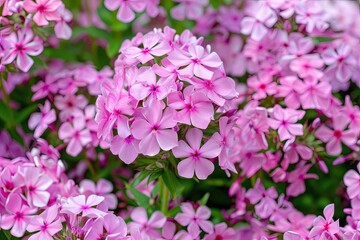 Abundance of pink Phlox paniculata blooms in July