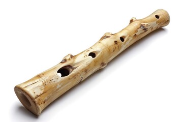 Ancient flute from Ice Age made of vulture bone 35 000 years old with finger holes on white background