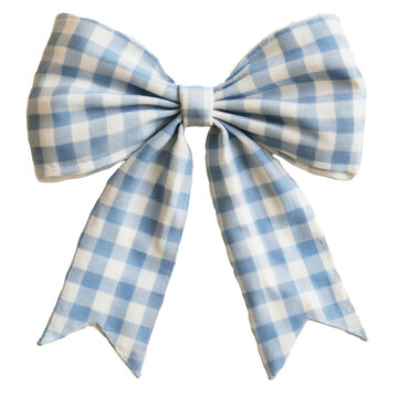 PNG Bow with blue and white checkered pattern