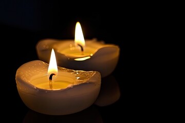 Candles on black background