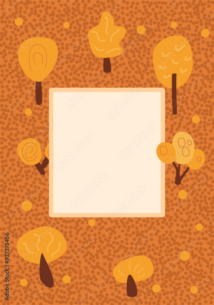 Poster autumn forest background with frame for text. template for banners of fall tress with red leaves. ve