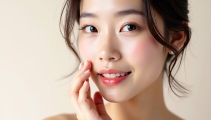 Fototapeta premium Japanese Woman Isolated on a Clean Background, Ideal for Beauty Product Promotion