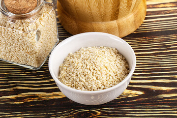 Sesame seeds heap in the bowl