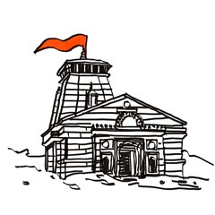 illustration of Kedarnath Mandir Hindu temple of Lord Shiva in Uttarakhand India for Kedarnath Yatra Artwork