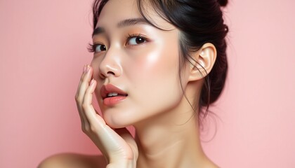 Fototapeta premium Japanese Woman Isolated on a Clean Background, Ideal for Beauty Product Promotion