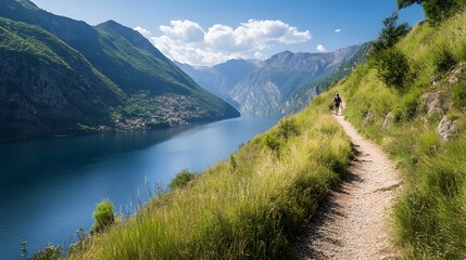 Scenic Mountain Trail Hike with Breathtaking Valley View