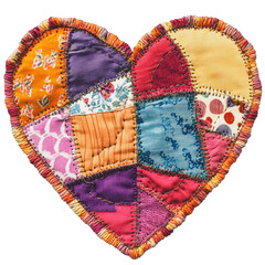 PNG Colorful patchwork heart design on fabric