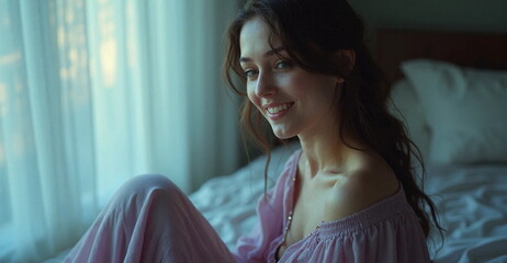 woman sitting on a sofa