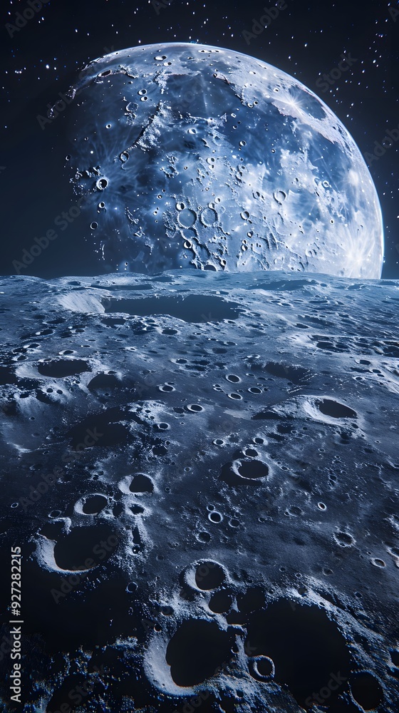 Poster a view of the moon's surface from space