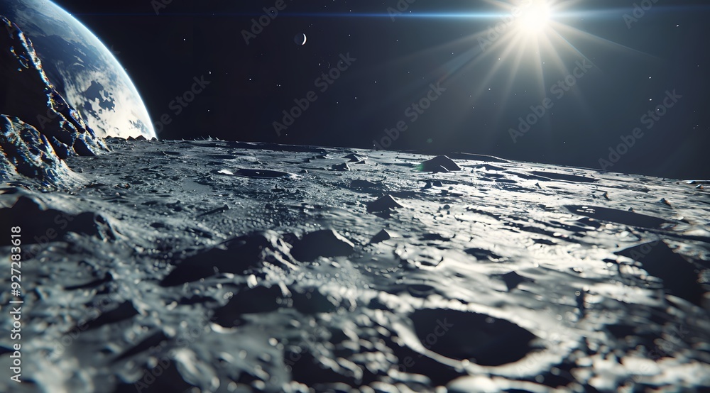 Poster a view of the moon's surface from space