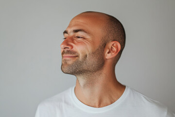 Obraz premium A close up of a man's face with her eyes closed