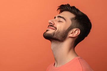 Fototapeta premium A close up of a man's face with her eyes closed