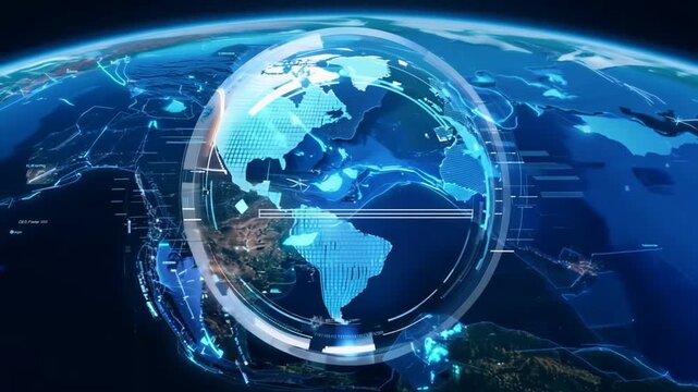Exploring the digital world map in a 3D visualization over North America and Europe