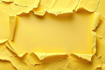 A textured yellow background with torn paper edges creating a blank space for text or graphics.