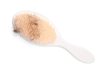 One brush with lost hair isolated on white, top view