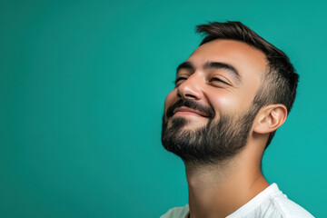 Fototapeta premium A close up of a man's face with her eyes closed