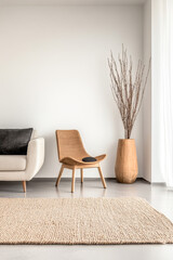 Scandinavian living room interior design composition in neutral colors and elegant decoration.