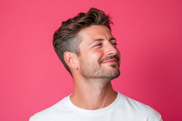 Fototapeta premium A close up of a man's face with her eyes closed