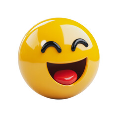 Fototapeta premium PNG Happy yellow emoji with a big smile