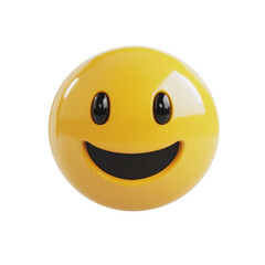 Fototapeta premium PNG Happy yellow smiley face with a glossy finish