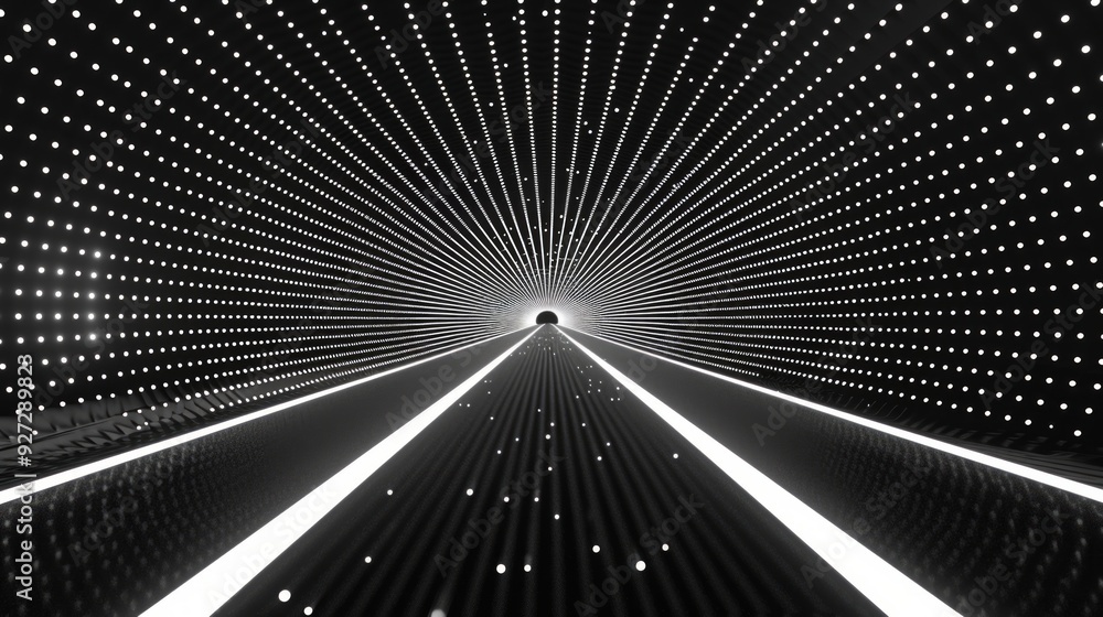 Poster bright lights radiate from the tunnel's opening, creating a captivating visual effect that draws the