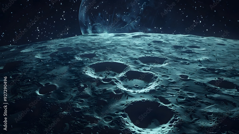 Poster a view of the moon's surface from space