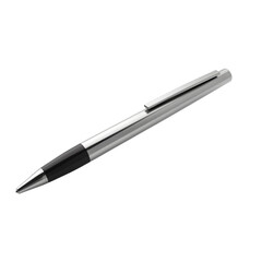 Elegant silver and black pen isolated on a transparent background, showcasing sleek design and fine detail.