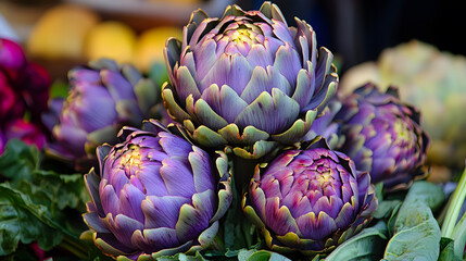 Fototapeta premium A close-up of a fresh purple artichoke flower isolated on a background