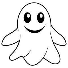 Fototapeta premium Friendly cartoon ghost vector - cute, smiling character with wavy design. Perfect for stickers, kids' decor, and Halloween designs