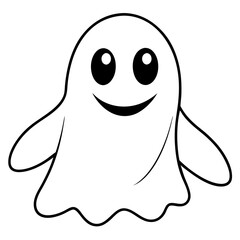 Cute ghost clipart with waving arms & big smile—ideal for stickers, party decor, and seasonal art