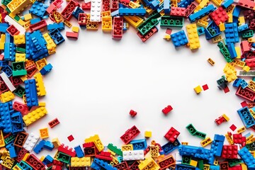 Obraz premium Colorful Plastic Building Blocks Frame