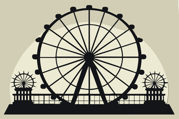 Ferris wheel silhouette vector illustration 