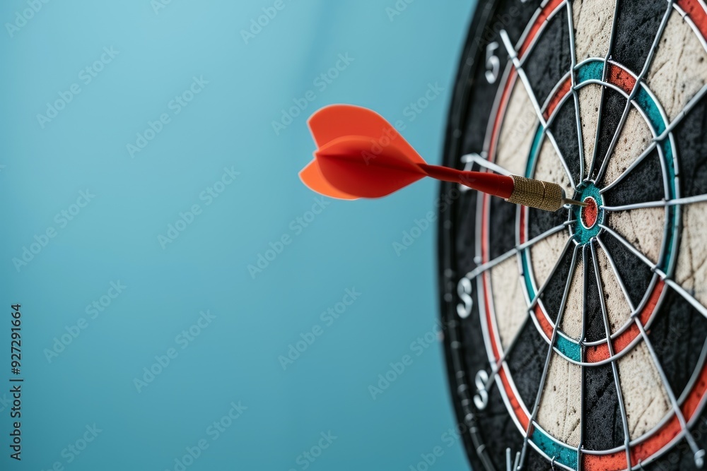 Aufkleber a dart strikes the bullseye of a dartboard, showing skill and precision in a casual gaming atmospher