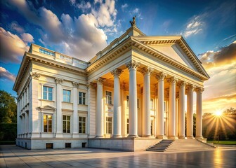 Obraz premium Neoclassical Splendor with White Marble Exterior bathed in Sunlight