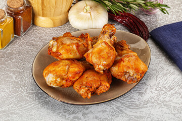 Raw marinated chicken drumstick for cooking