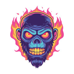 Obraz premium animal skull vector with burning fire