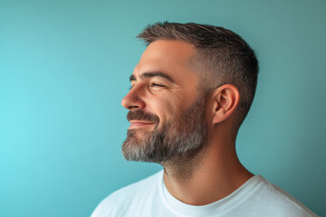 Obraz premium A close up of a man's face with her eyes closed