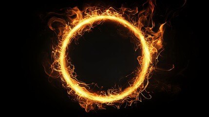 Naklejka premium Fiery Circle of Flames on Black Background