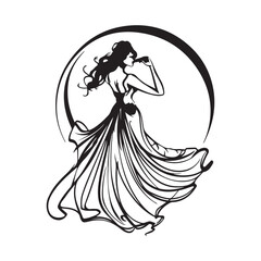 Woman Flowing Dress Stock Illustrations, Dress Fashion Illustration Woman Stock Illustrations