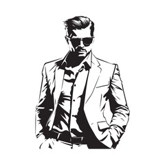 Style mafia boss with sunglasses and suit vector image