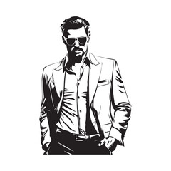 Style mafia boss with sunglasses and suit vector image isolated on white background