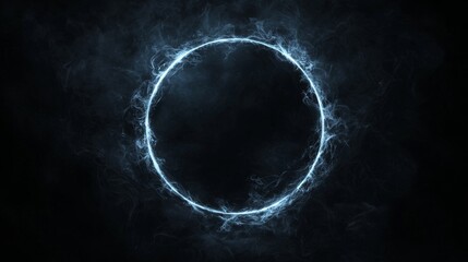 Naklejka premium Glowing Frosty Circle on Black Background