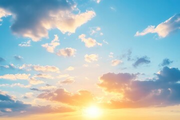 Obraz premium Abstract Sunset sky, clouds illuminated by the sun , ai