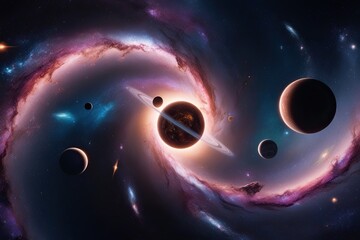 Mesmerizing 3D Artwork of Celestial Bodies in a Cosmic Environment - Premium 4K Galaxy Visualization