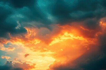 Fototapeta premium Abstract Sunset sky, clouds illuminated by the sun , ai