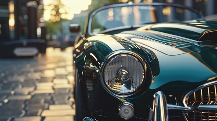 Naklejka premium Close up photo of old 90's car new car half half mg hs AI generated