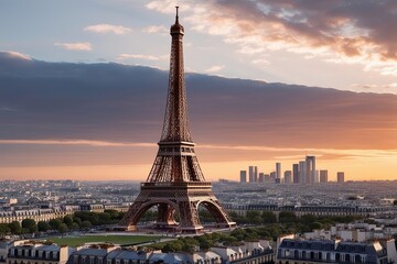 Innovative Futuristic Design of the Eiffel Tower in a Stunning Parisian Skyline